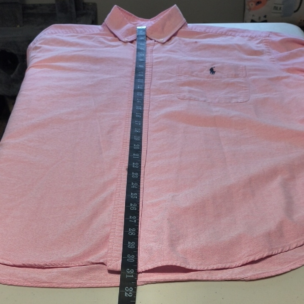 Ralph Lauren Pink Button-Down Oxford Shirt with Navy Pony *Defect* - Picture 5 of 7